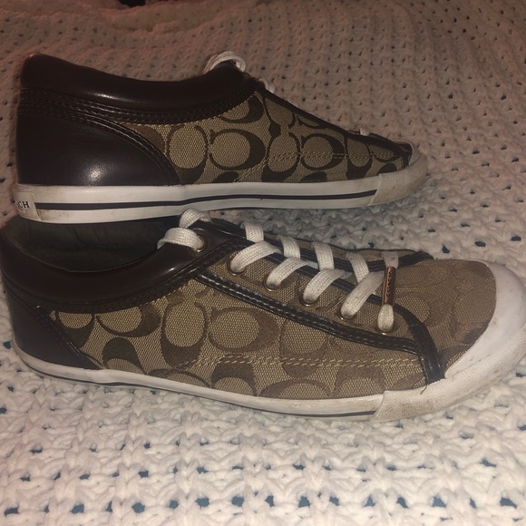 Coach Shoes - COACH women’s brown sneakers tennis shoes size 10B